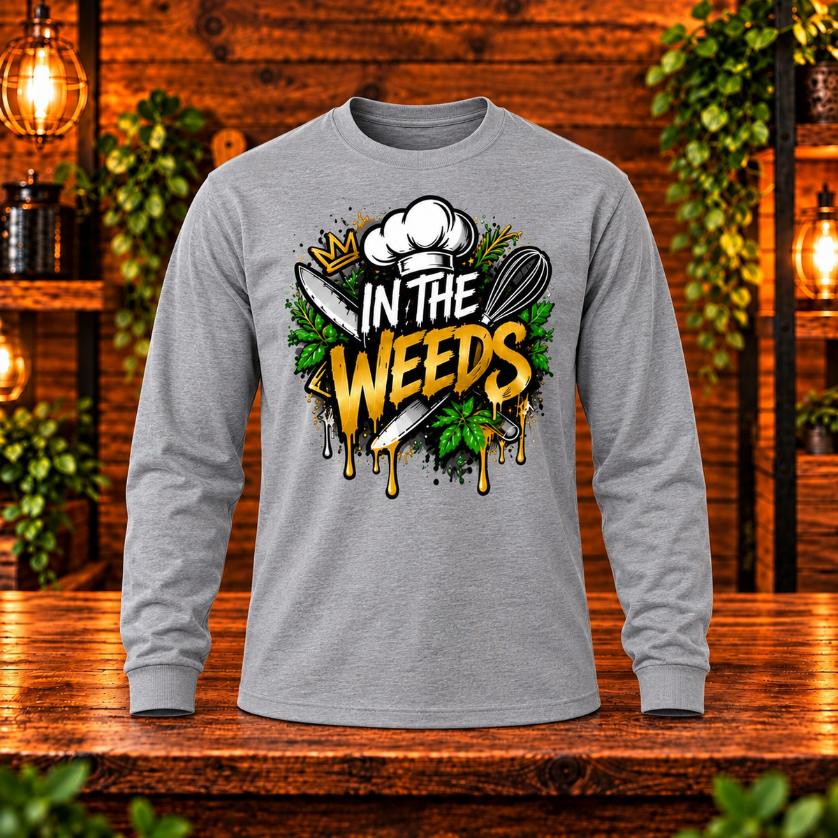 In the Weeds long sleeve gray front only