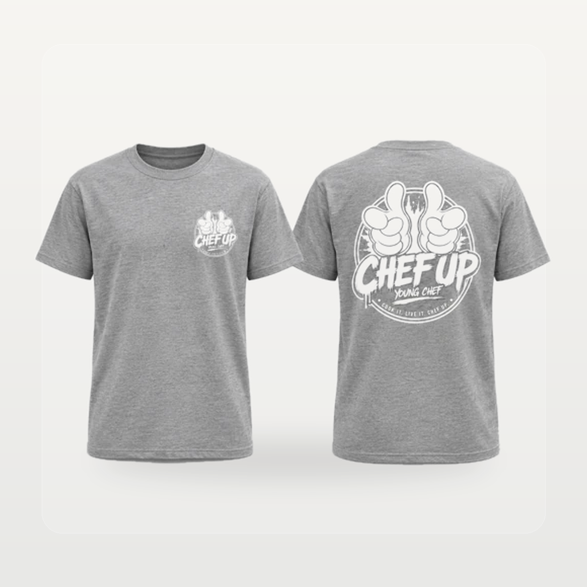 Chef Up short sleeve heather grey front and back
