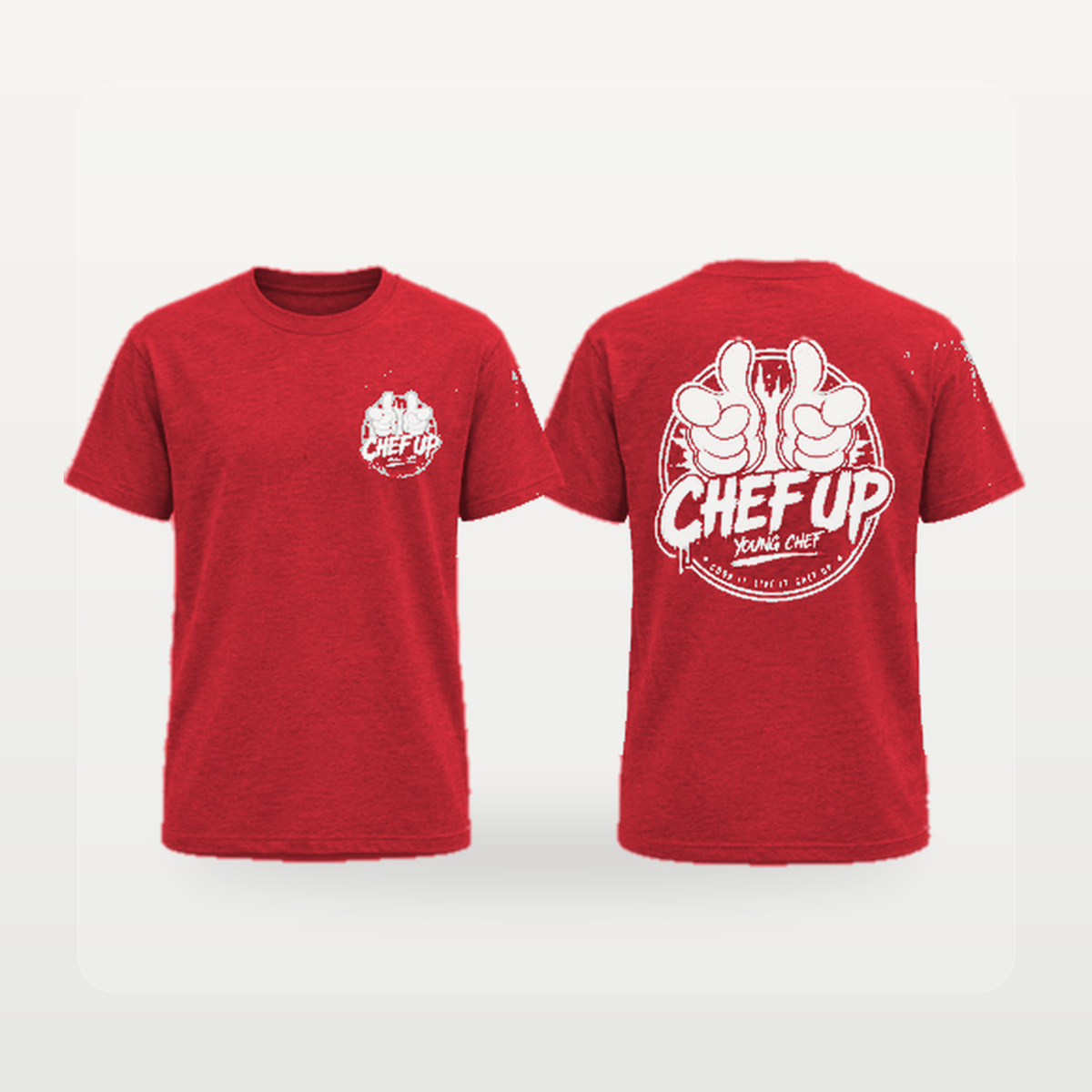Chef Up short sleeve red front and back