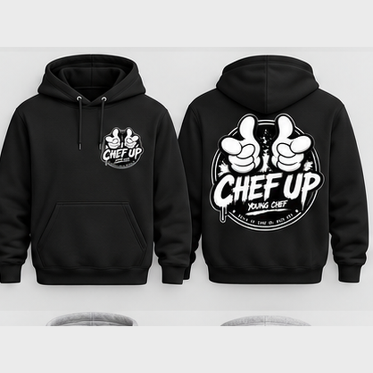 Chef Up hoodie black front and back