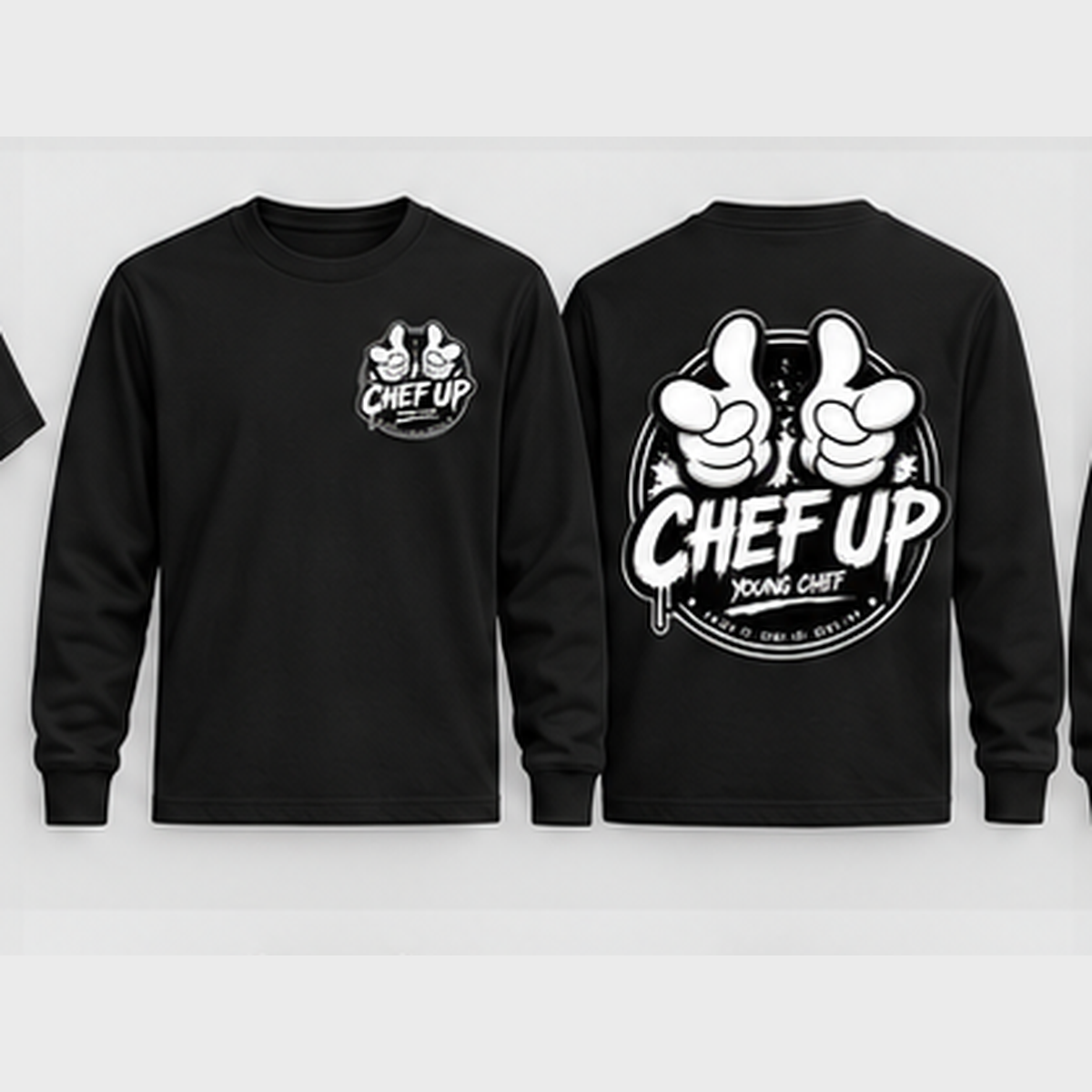 Chef Up long sleeve black front and back