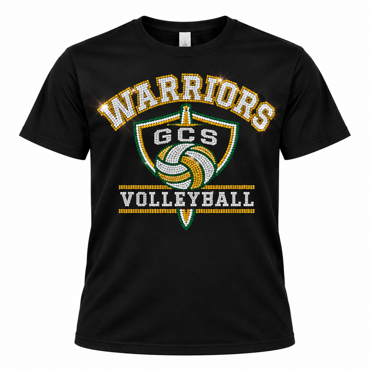 Black GCS Warriors Volleyball rhinestone short sleeve