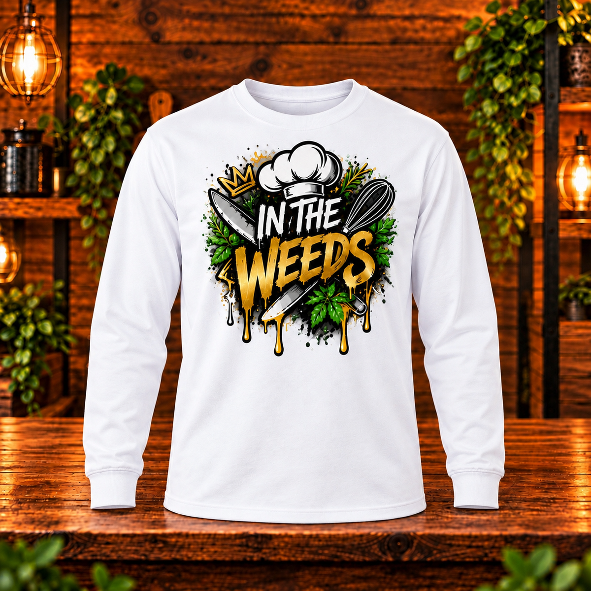 In the Weeds long sleeve white front only