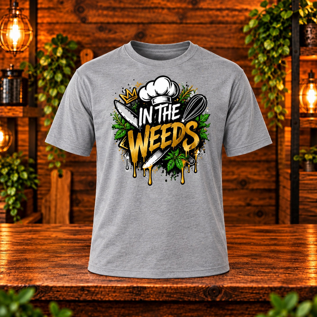 In the Weeds short sleeve gray front only