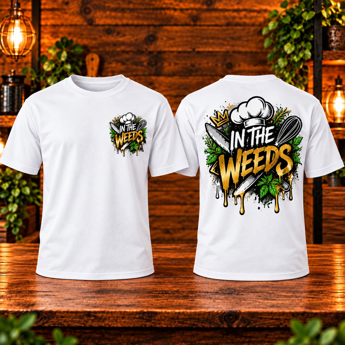 In the Weeds short sleeve white front and back