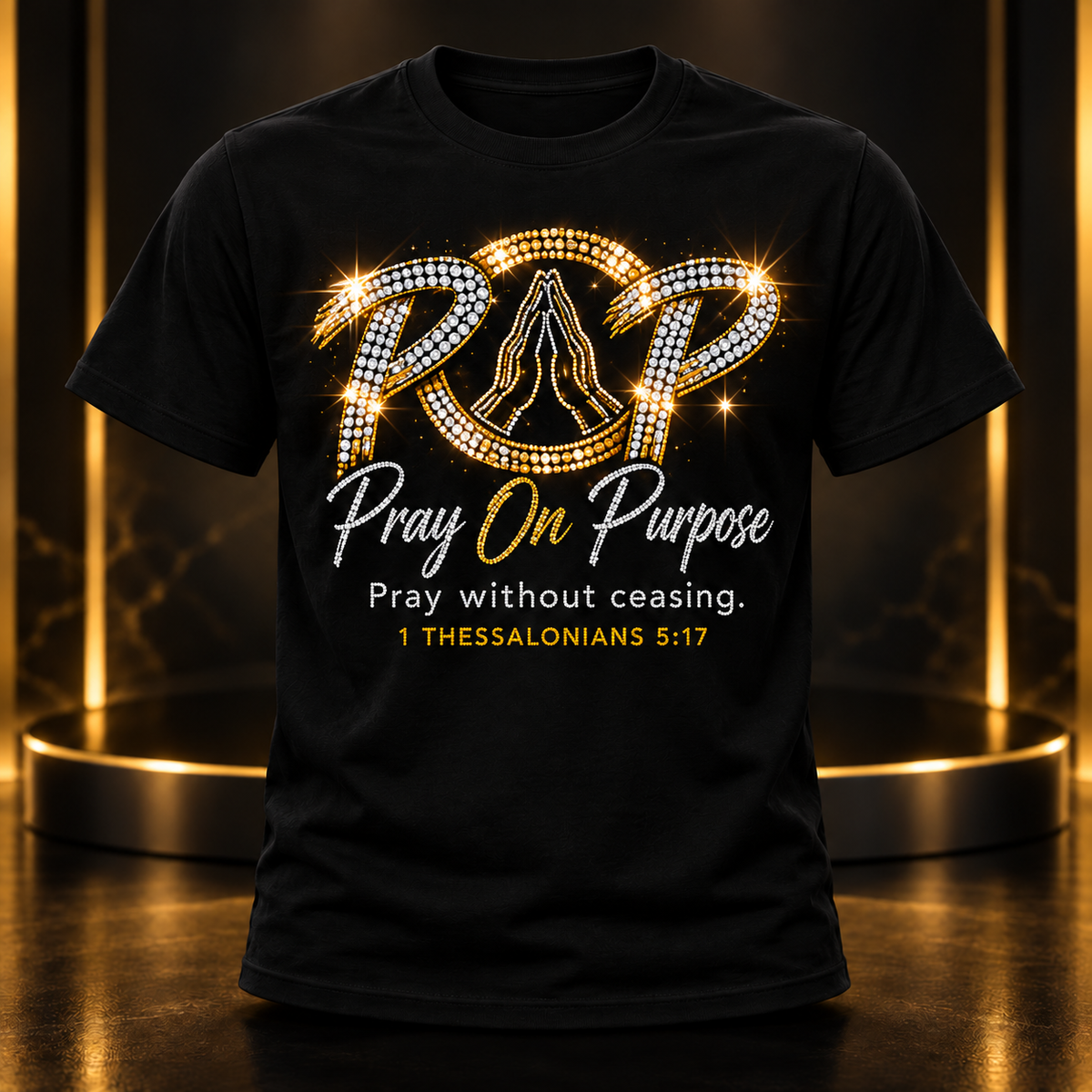 Pray On Purpose bling black t-shirt