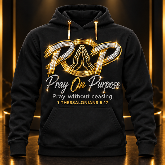 Pray On Purpose bling black hoodie