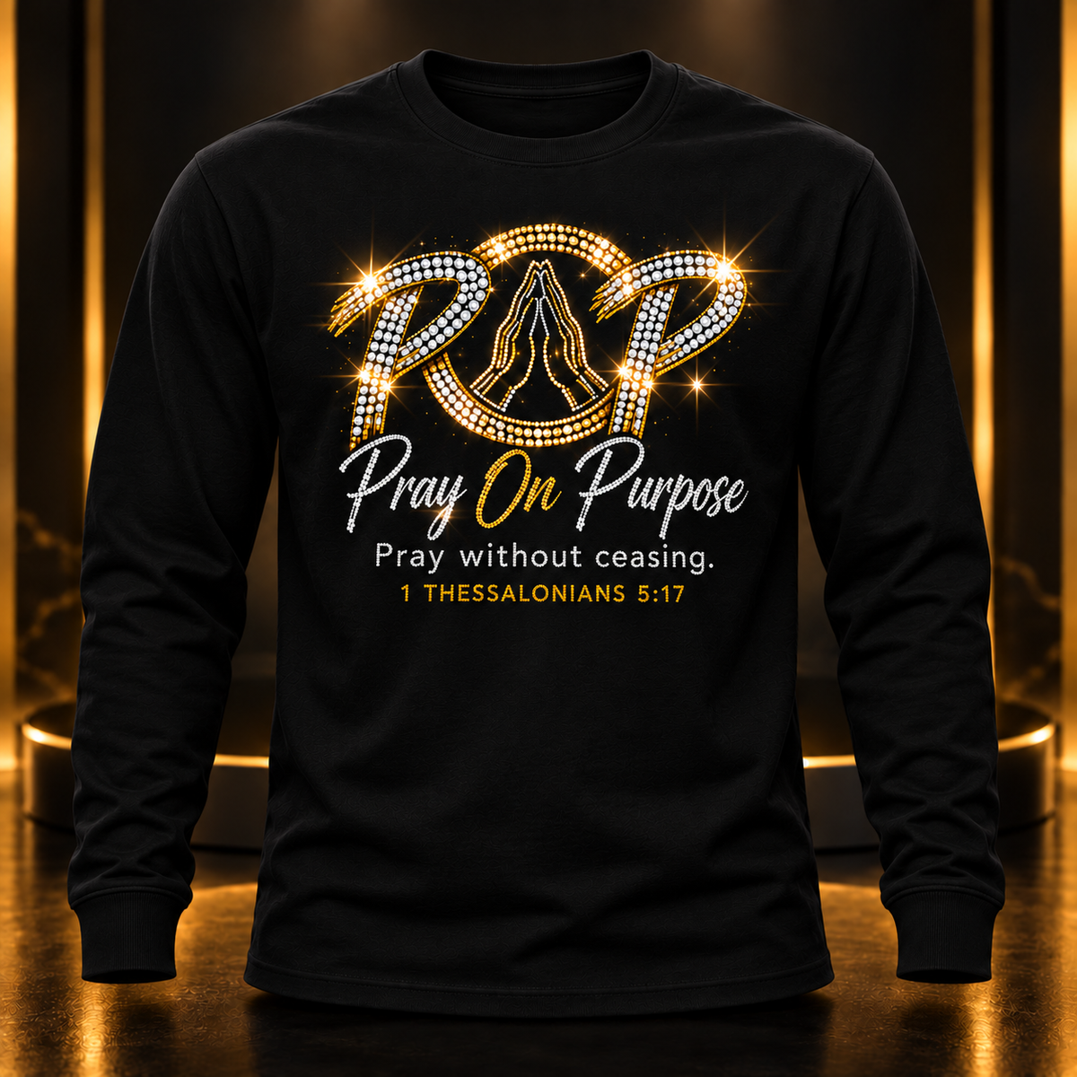 Pray On Purpose bling black long sleeve shirt