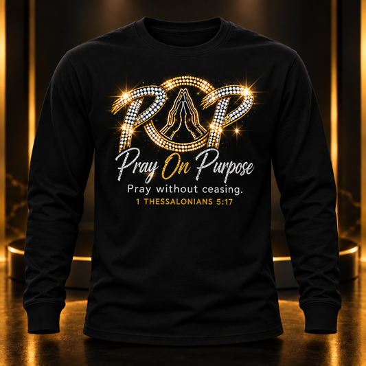 Pray On Purpose bling black long sleeve shirt