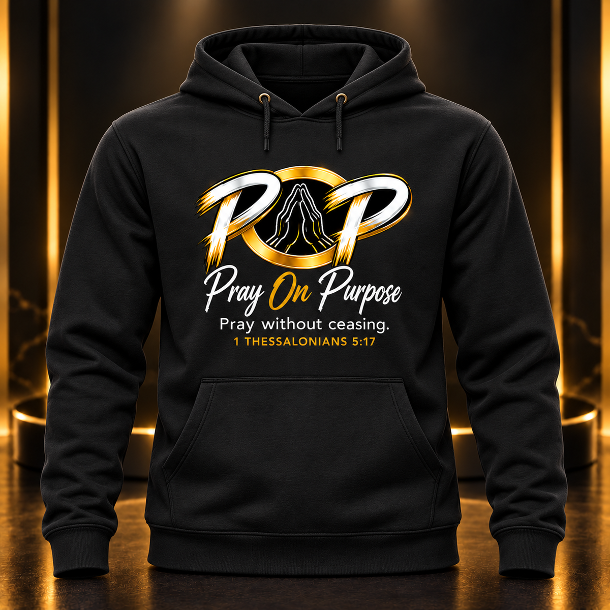 Pray On Purpose vinyl black hoodie
