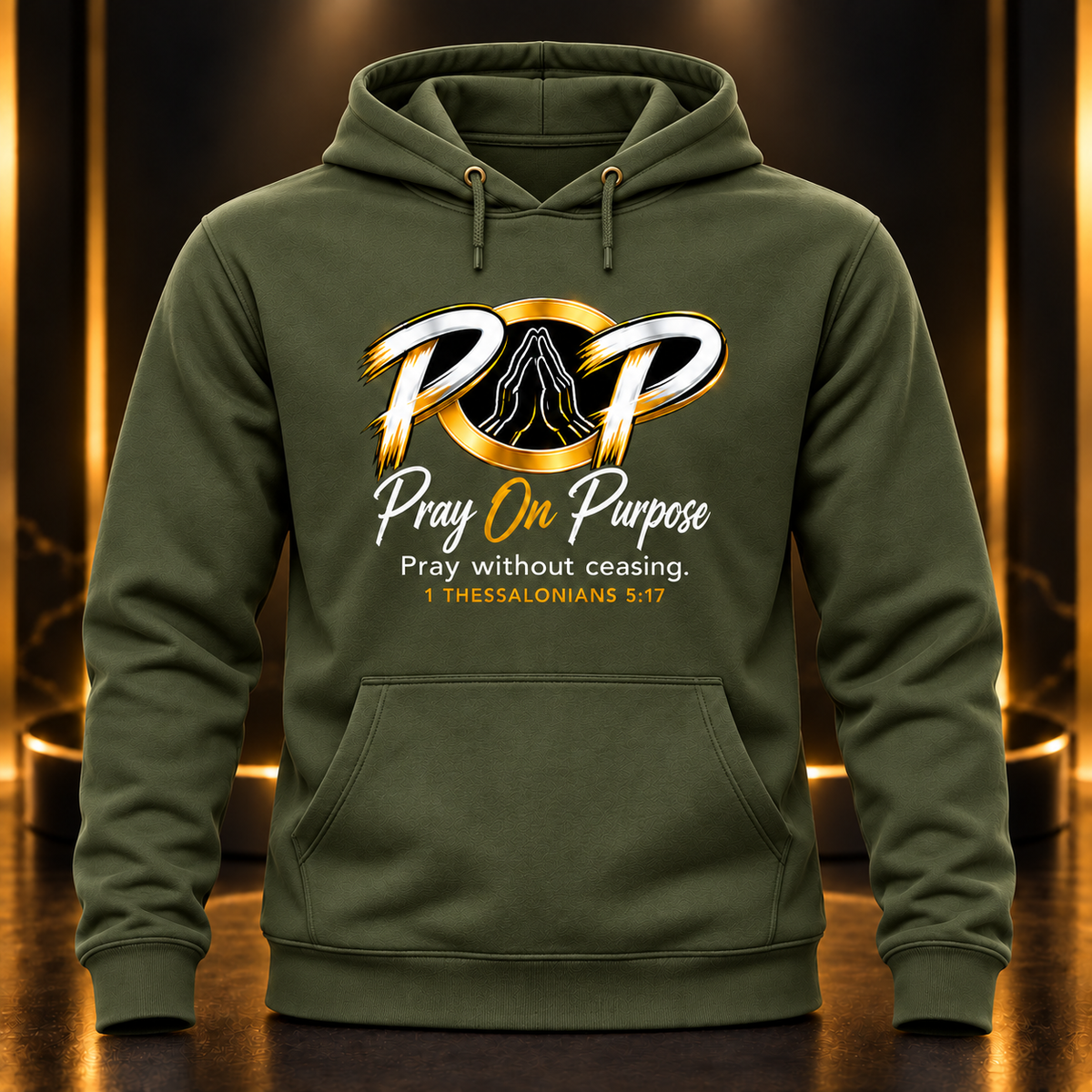 Pray On Purpose vinyl olive hoodie