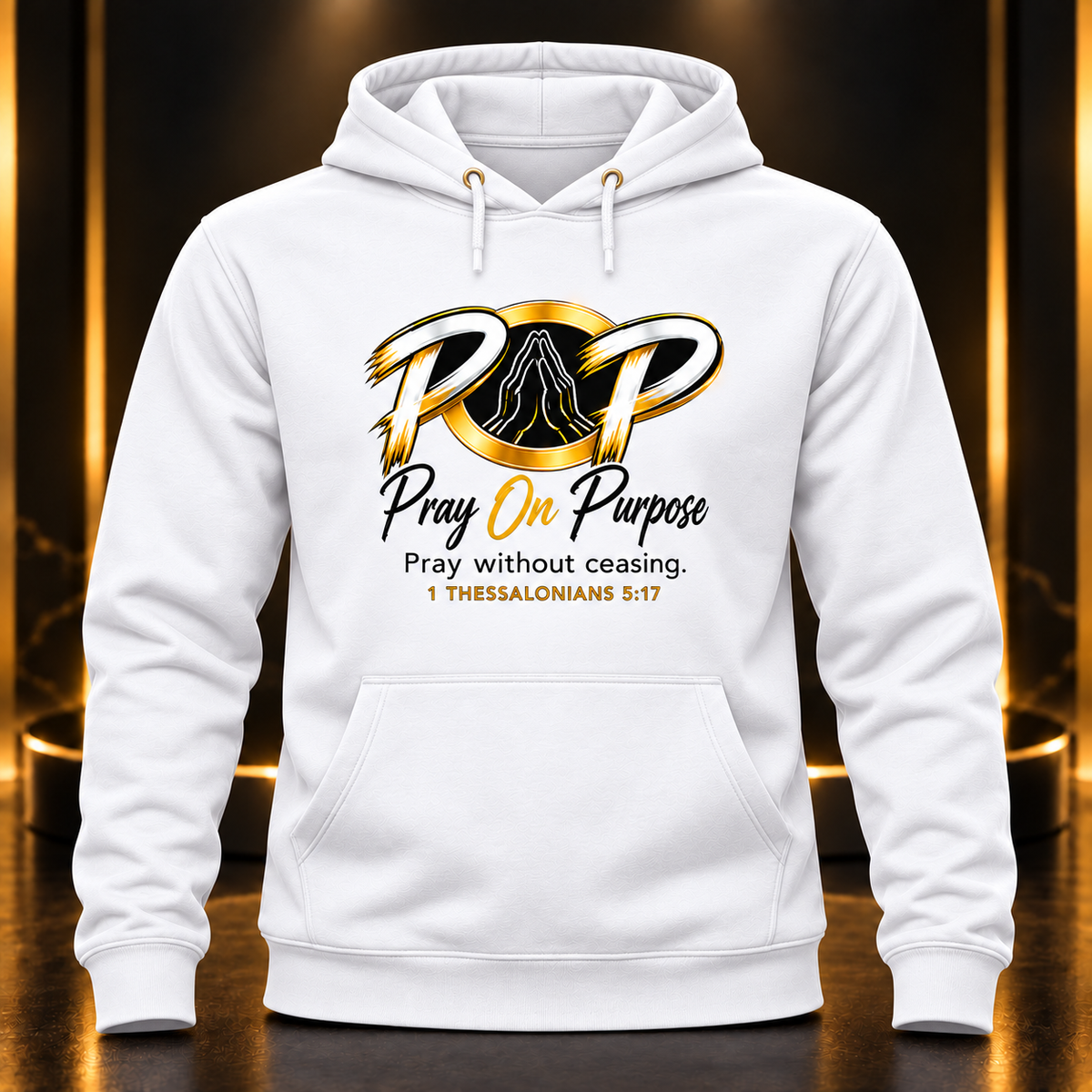 Pray On Purpose vinyl white hoodie