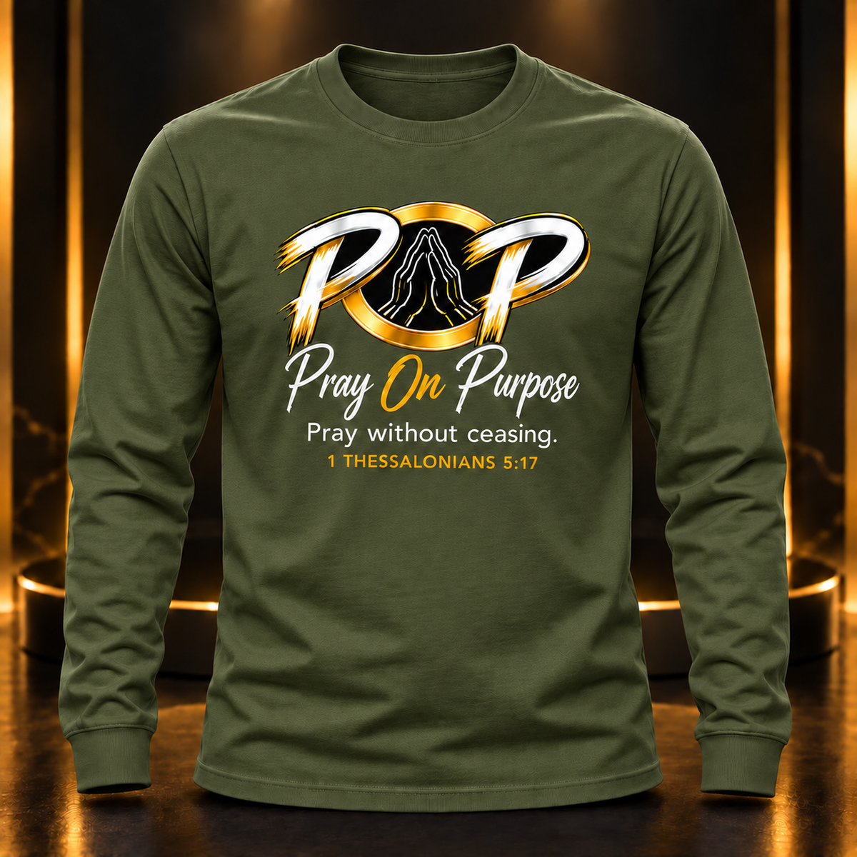 Pray On Purpose vinyl olive long sleeve shirt