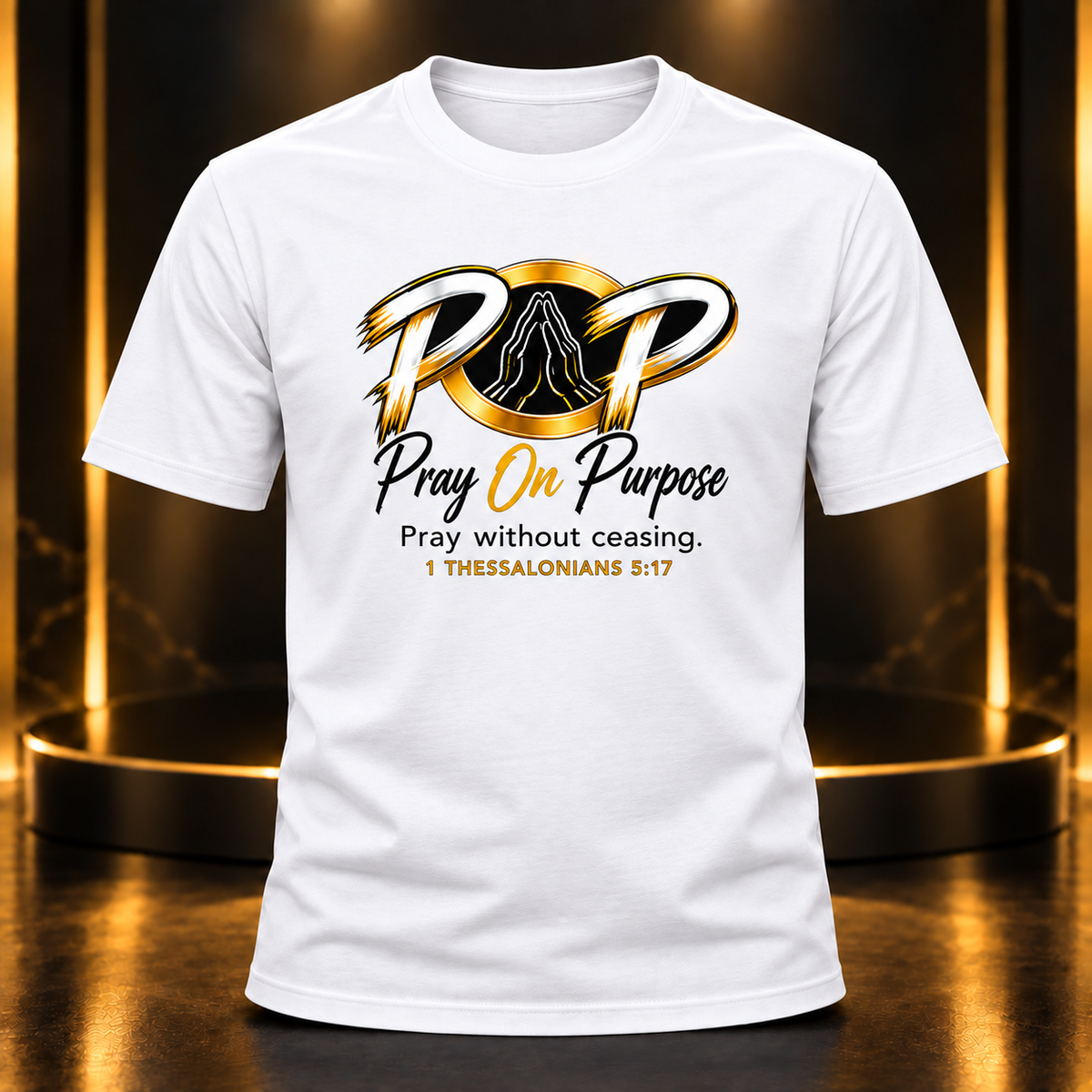Pray On Purpose vinyl white t-shirt