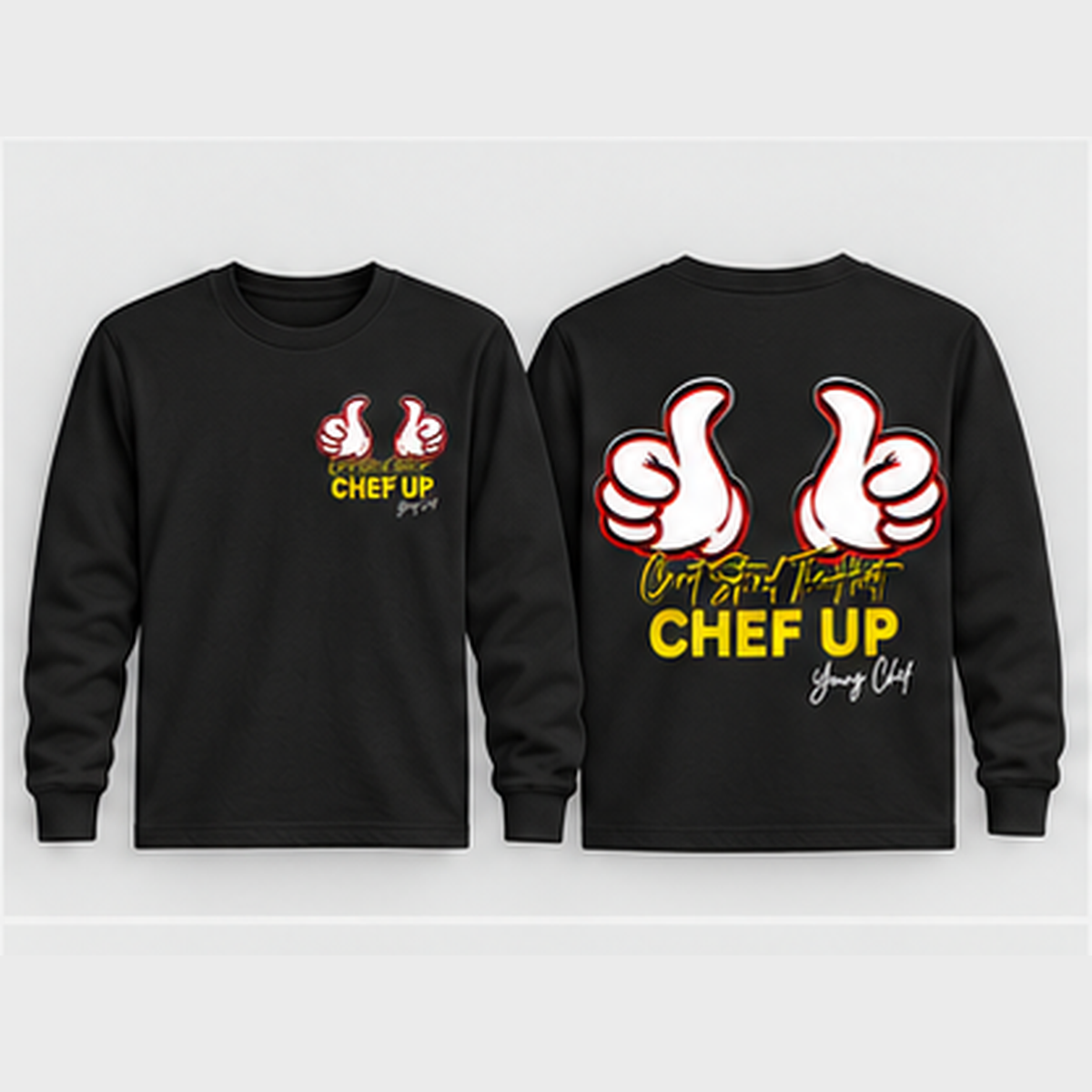 Can't Stand the Heat thumbs long sleeve black front and back