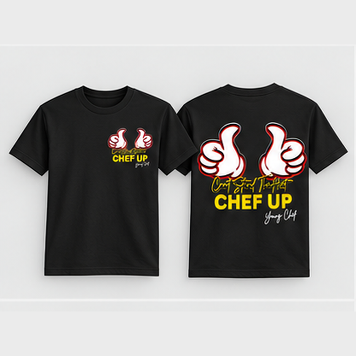 Can't Stand the Heat thumbs short sleeve black front and back