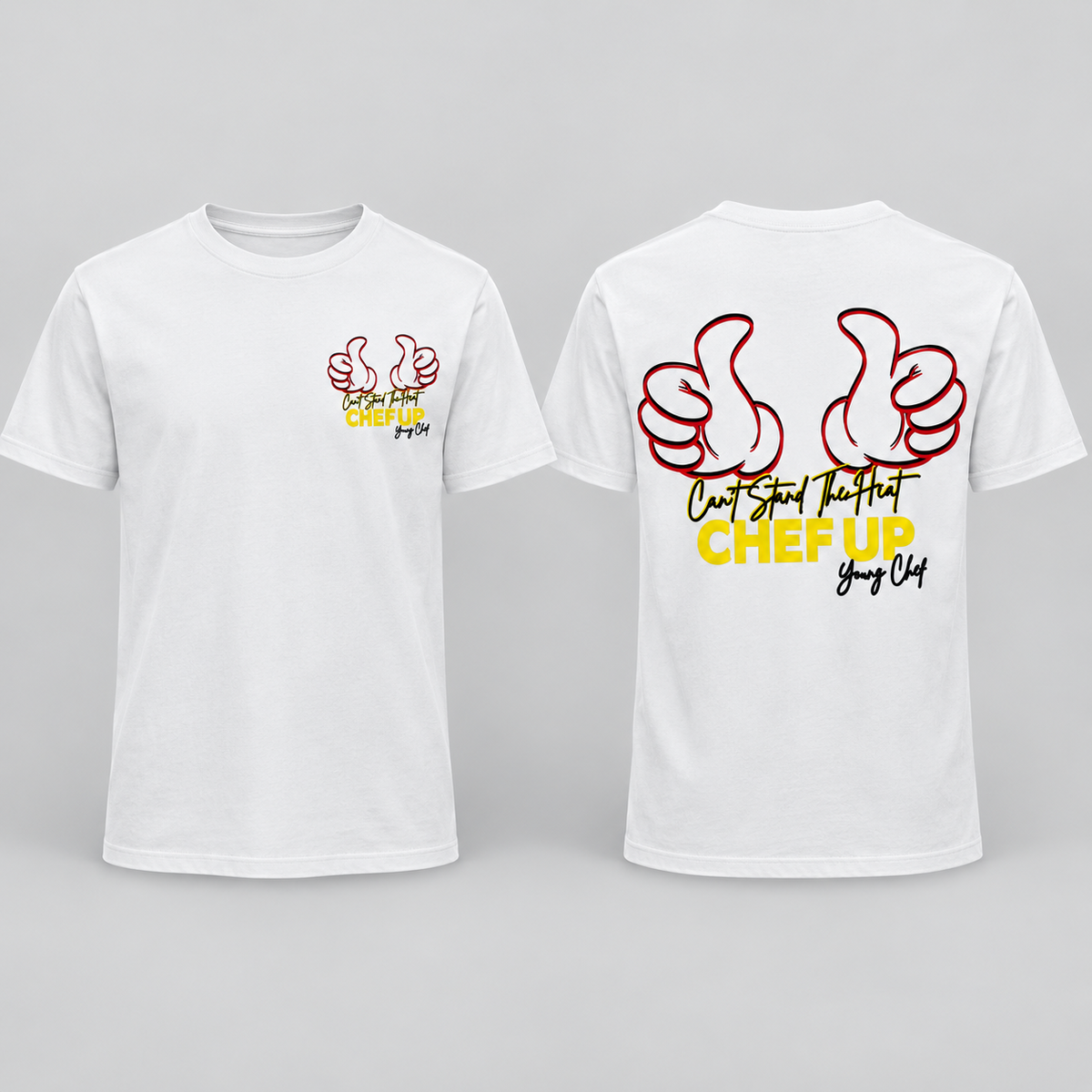 Can't Stand the Heat thumbs short sleeve white front and back
