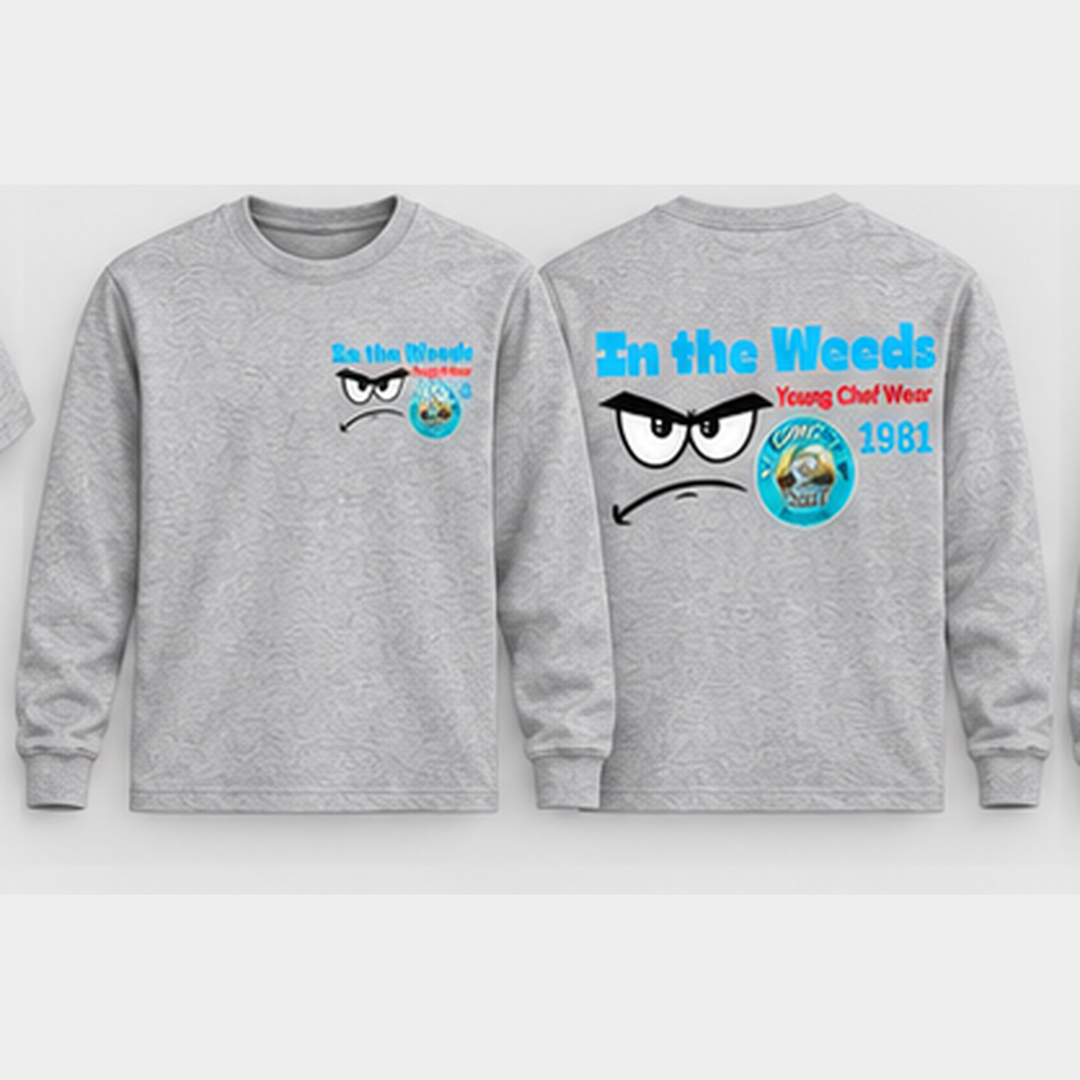 In the Weeds long sleeve heather grey front and back
